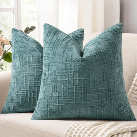 decorUhome Summer Teal Chenille pillow cover adds plush texture to your sofa