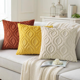 decorUhome neutral mustard shade complements sofa, bed, and lounge.