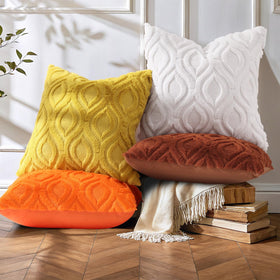 decorUhome velvet back provides plush comfort on living room cushions.