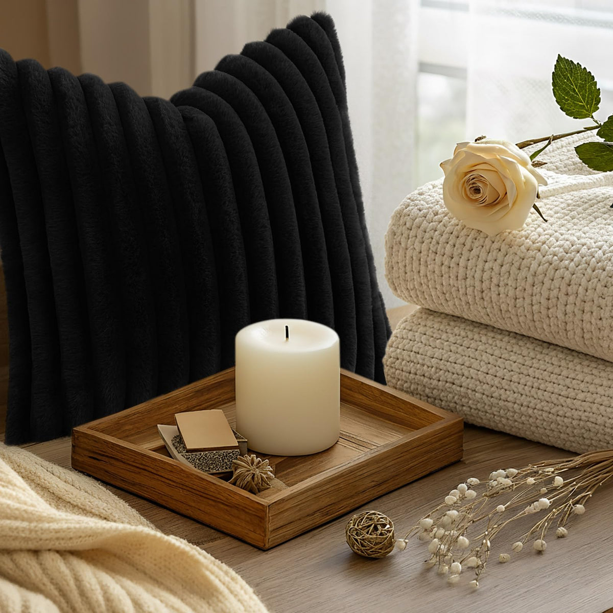 decorUhome Two-pack black pillow covers designed to refresh any couch.