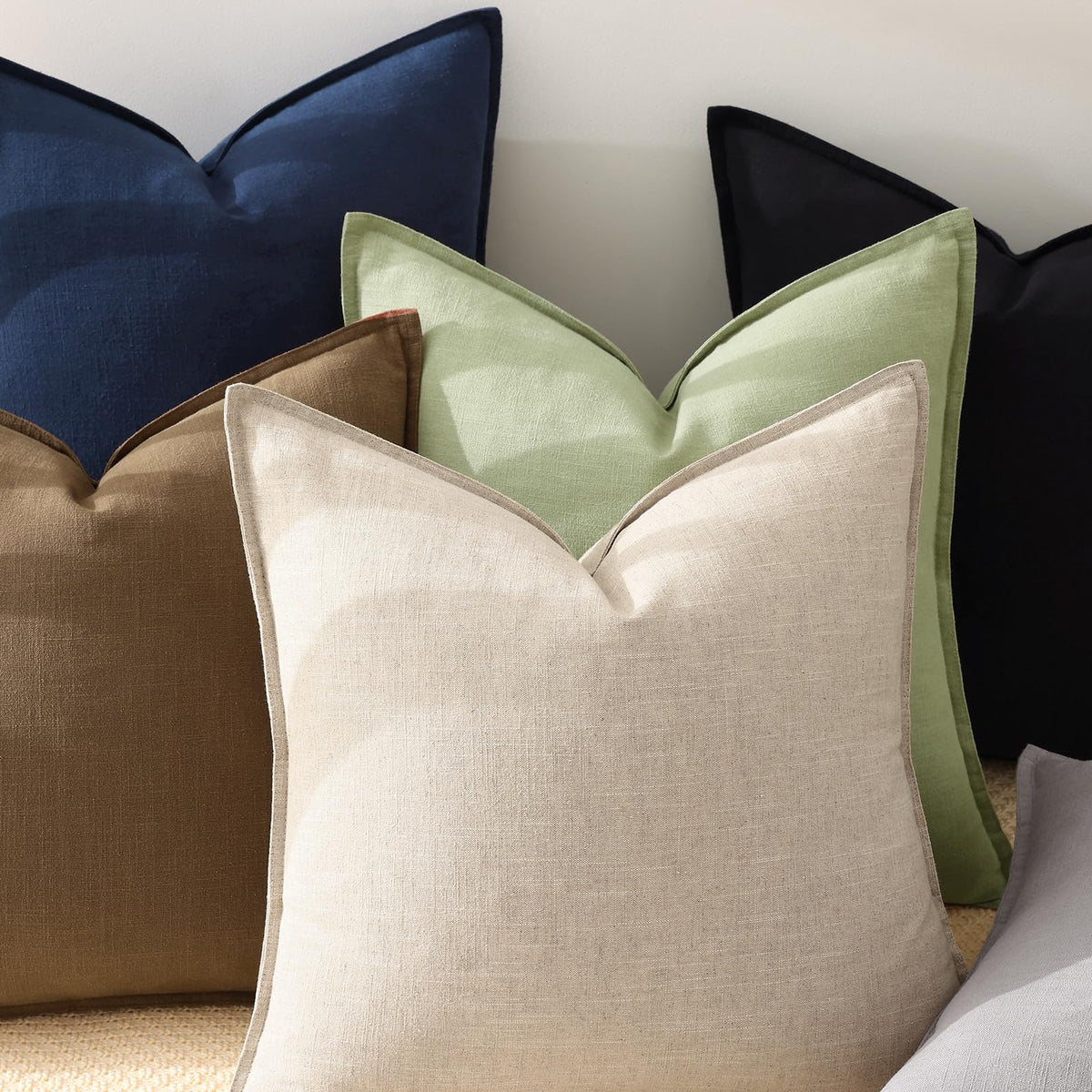 decoruhome two-pack navy linen pillow covers for versatile decorating