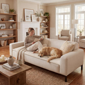 decorUhome white couch cover showcases a refreshed, clean look.