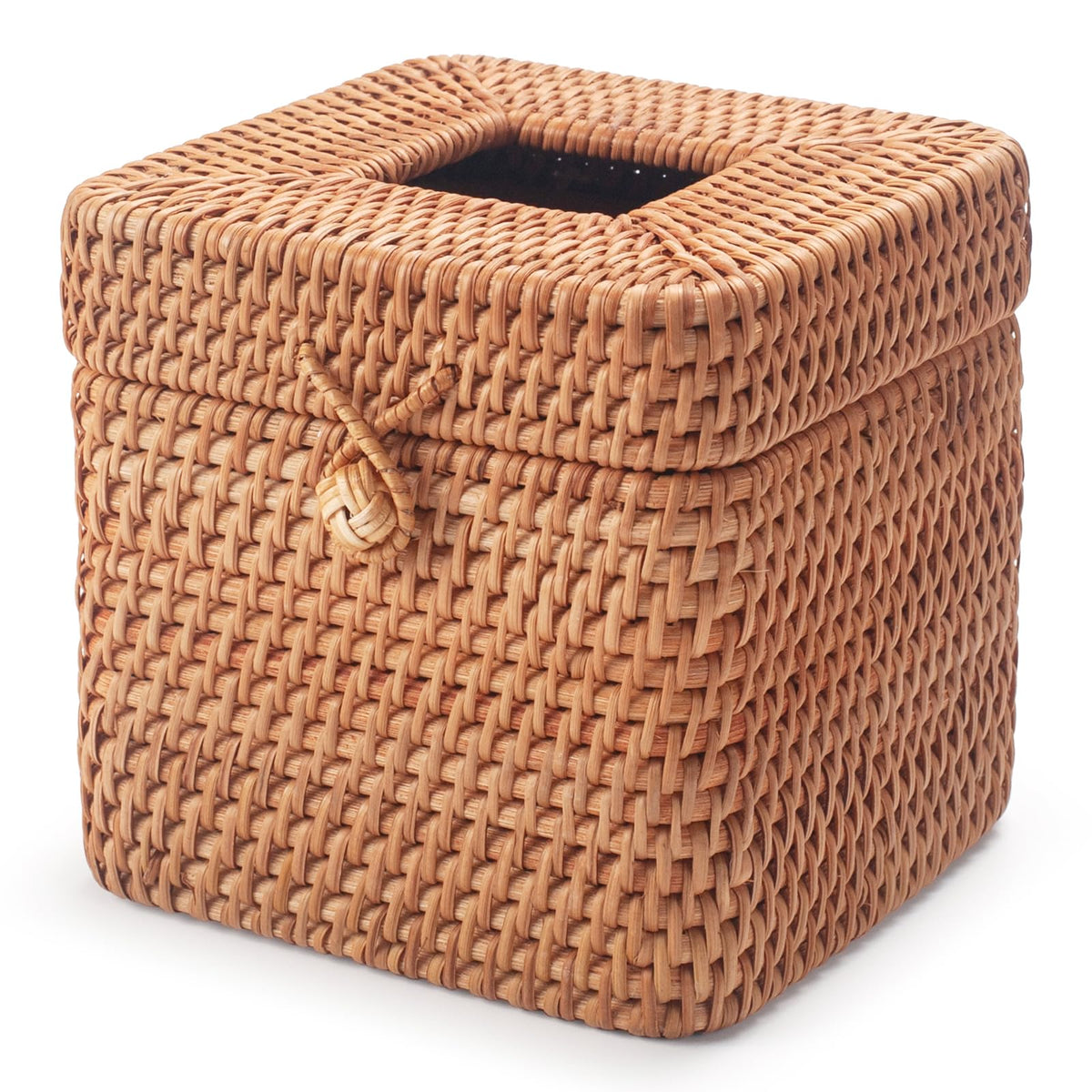 DECRAFTS rattan tissue box cover with hinged lid for easy refills