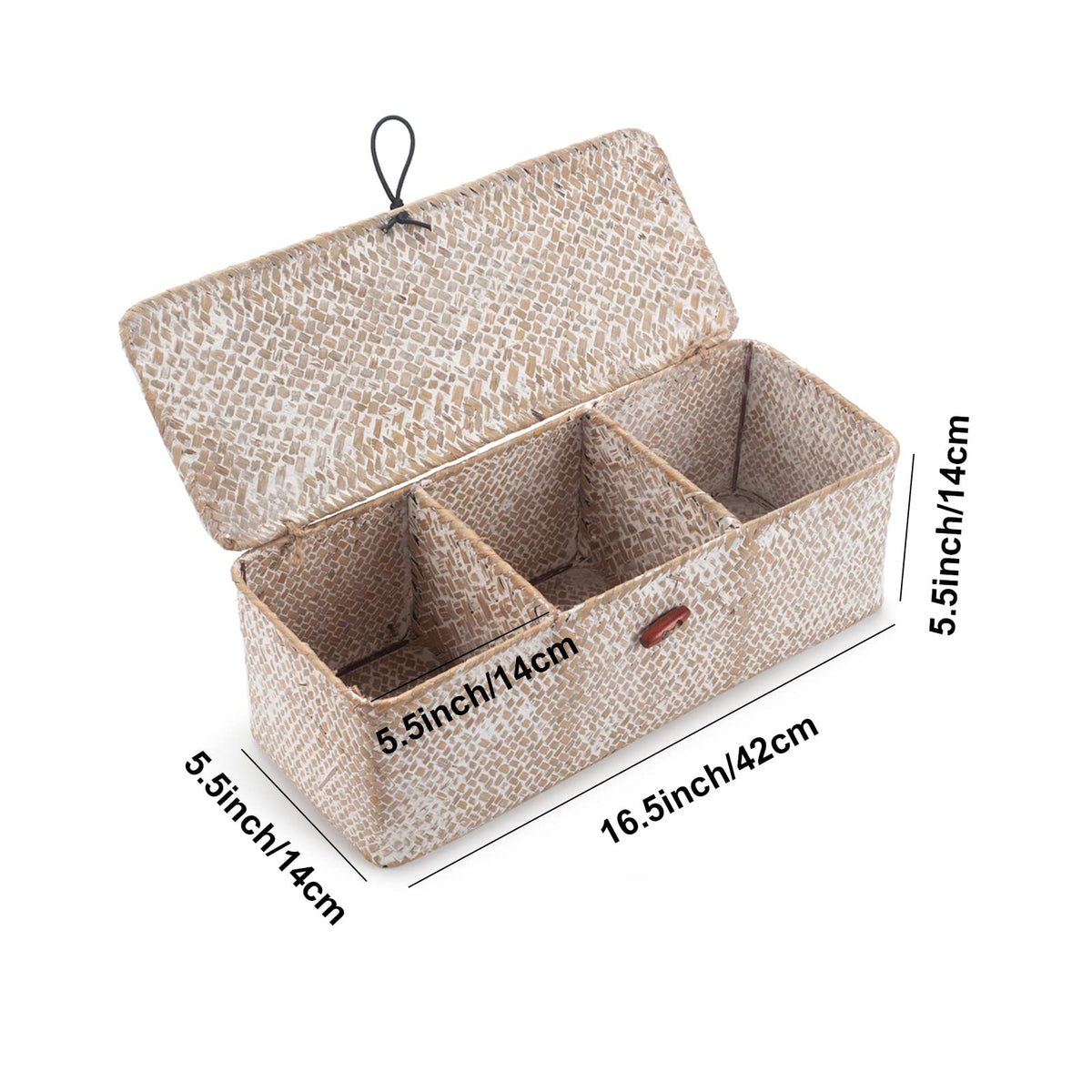DECRAFTS Large 16.5-inch seagrass basket provides roomy space for towels or toys.