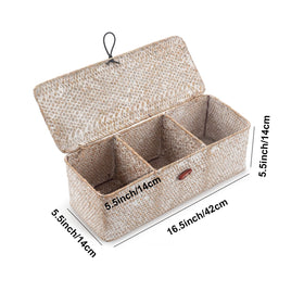 DECRAFTS Large 16.5-inch seagrass basket provides roomy space for towels or toys.