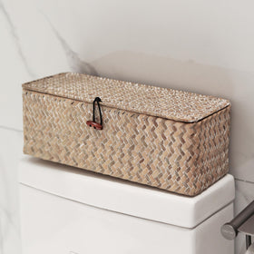 DECRAFTS Multi-use seagrass basket adapts as storage bin, hamper, or organizer.