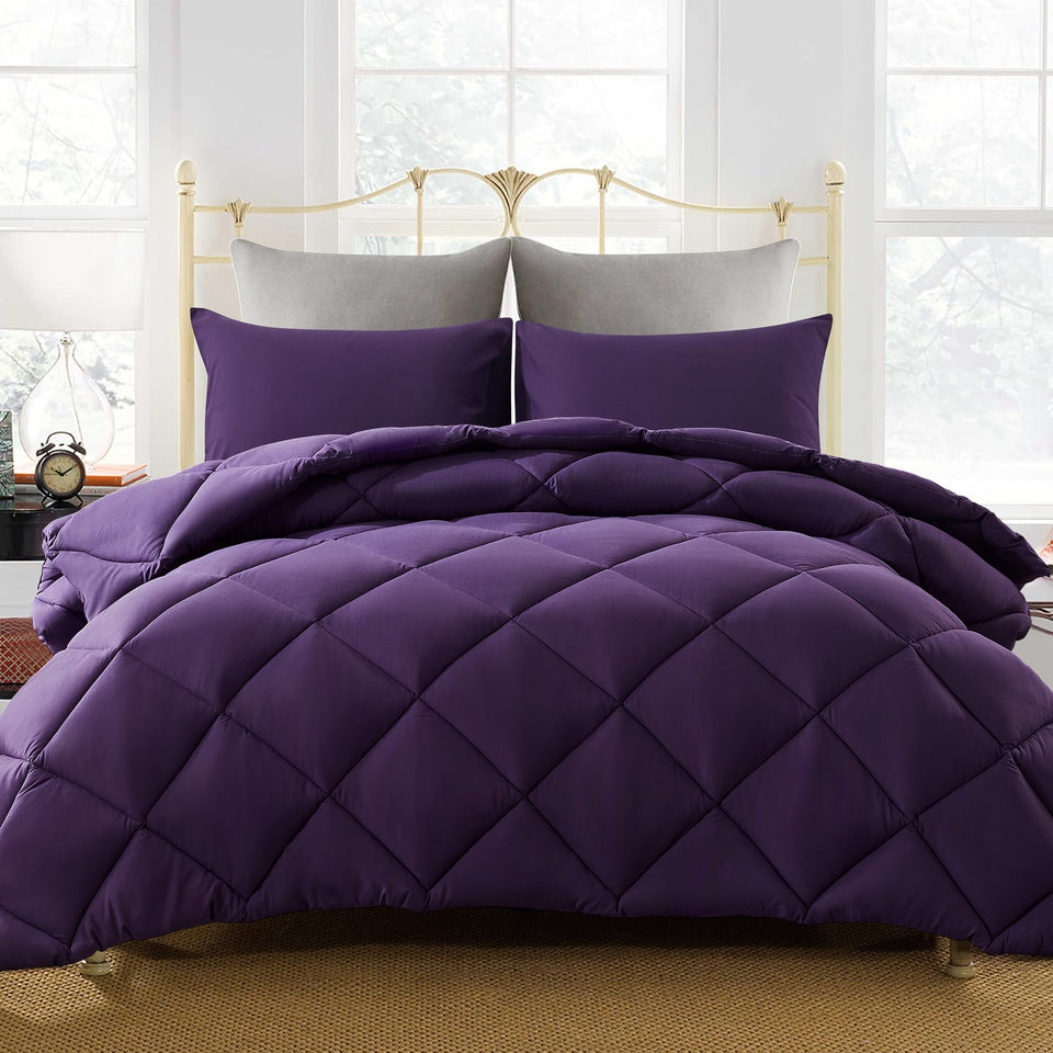 Decroom lightweight purple full-size comforter set for all-season comfort.