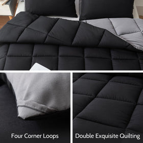 Decroom solid black-grey comforter with reliable box-stitch durability.