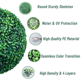 Decwin 15-inch boxwood ball outdoors resists weather and maintains color