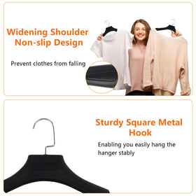 DEDU extra-wide-shoulder-hangers preserve shape and drape of outfits.