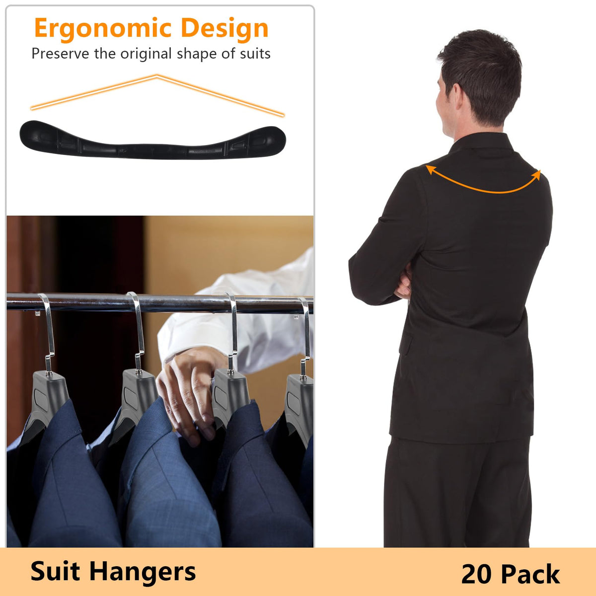 DEDU square-hook-hangers chrome hook lets you view clothes from any angle.