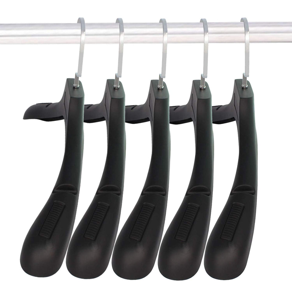 DEDU suit-hangers-wide-shoulder 20-pack keeps jackets well-shaped and organized.