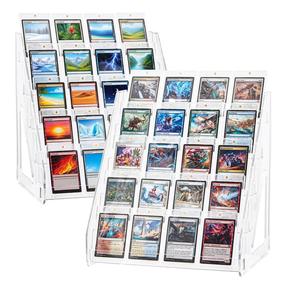 DEEIF 2-pack acrylic card display stand 5-tier shows organized card presentation and visibility
