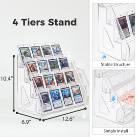 DEEIF 4-tier acrylic card stand side view demonstrates organized display