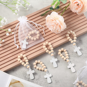 White mesh bags for Deekin rosaries, ready for gifting