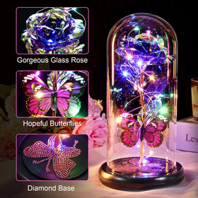 DEEMEI light-up rose in glass dome enhances home decor with soft glow