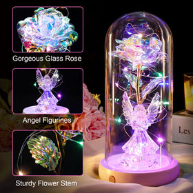 DEEMEI USB rechargeable battery powers the illuminated rose for convenience.