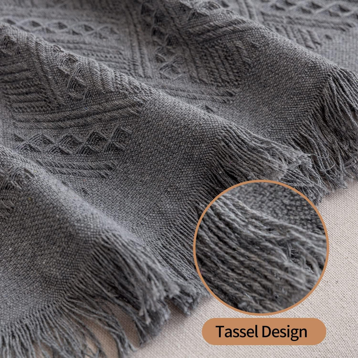 Deep Dream edge fringe detail adds decorative texture to your sofa.