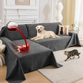 Deep Dream XX-Large dark grey sectional cover on a sofa, neat and protected.
