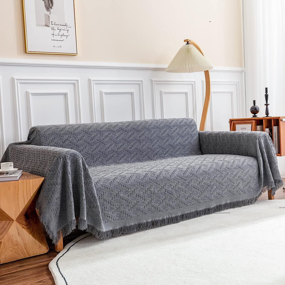 Deep Dream XX-Large dark grey sofa cover, front view, protects furniture from daily wear.
