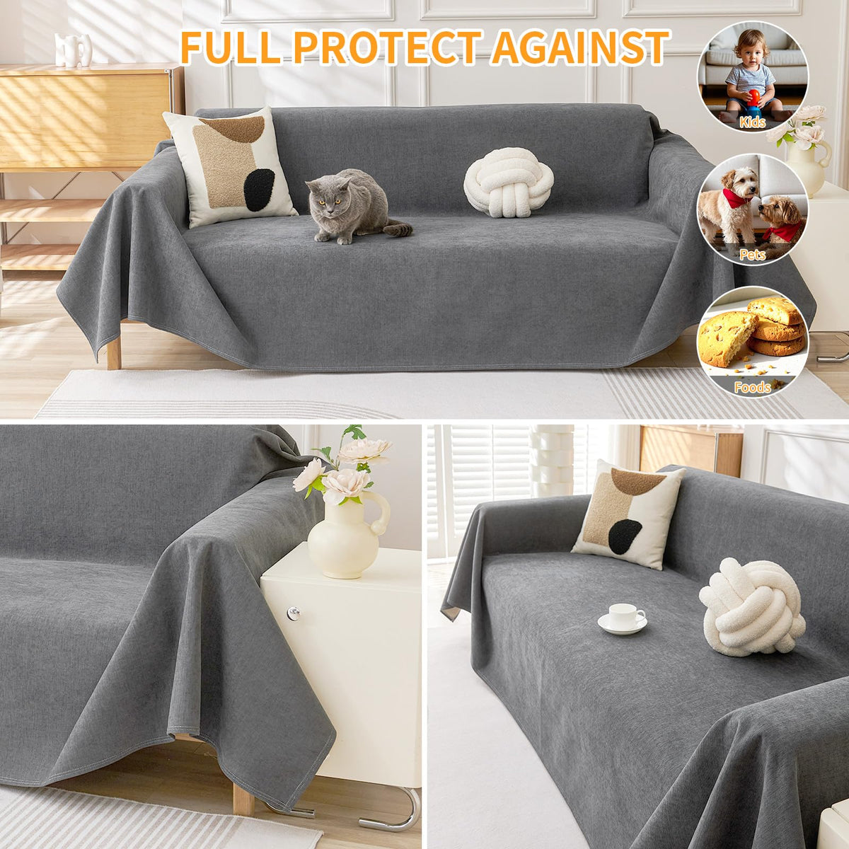 Deep Dream washable sofa cover makes hair and dirt easy to remove.