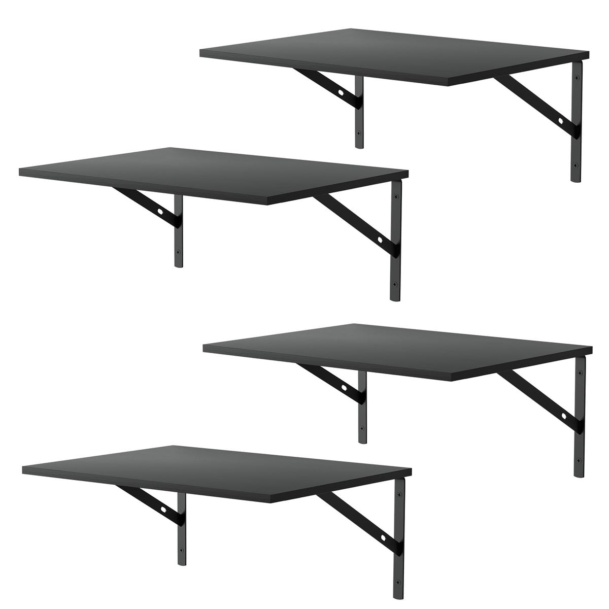 Deep Floating Wall Shelves display black wood boards with sturdy brackets in a living room setup for storage