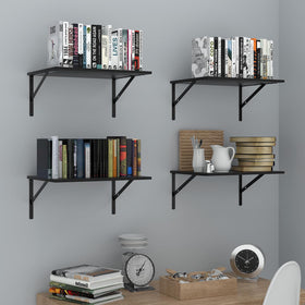 Deep Floating Wall Shelves capture a modern black finish perfect for office or study room organization