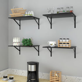 Deep Floating Wall Shelves illustrate a living room arrangement with four-set configuration