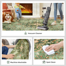 Deerly Green Rug shows low-pile comfort underfoot.