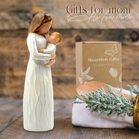 DEERWIN baby shower gift idea: hand-painted mother and baby sculpture for meaningful keepsake.