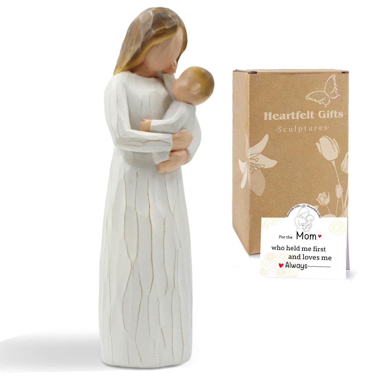 DEERWIN mom and baby figurine highlighting tender bond, ideal as a baby shower keepsake.
