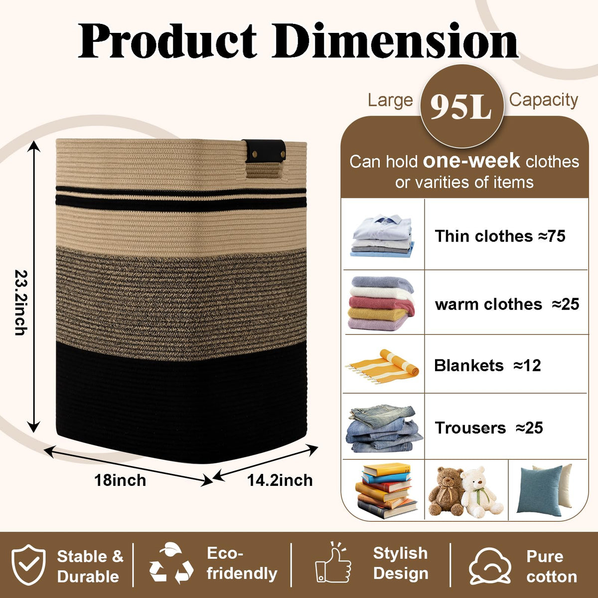 Degeyoyo cotton woven basket highlighting breathable material for clutter-free bedrooms.