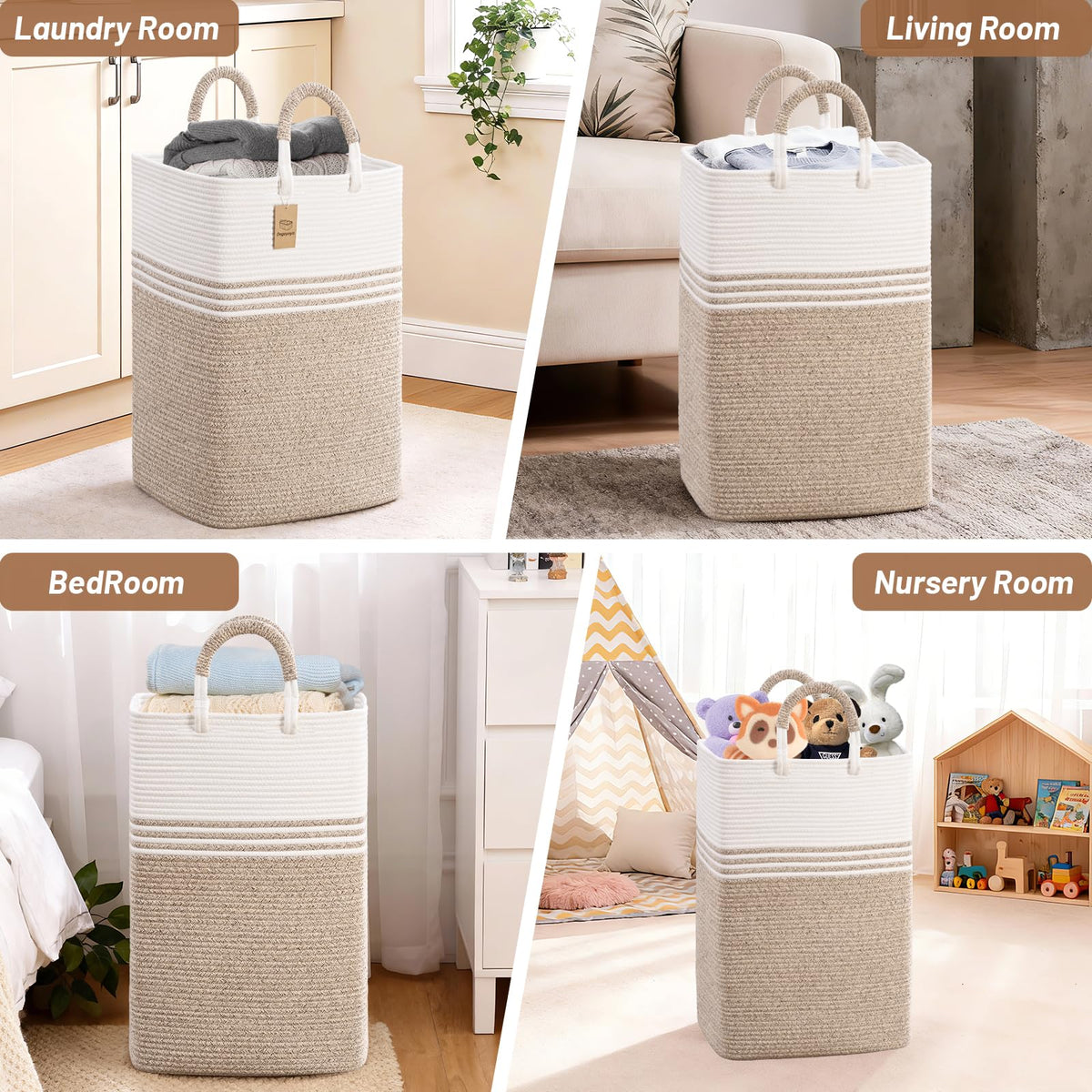 Degeyoyo easy-shape hamper maintains form when filled for neat storage.