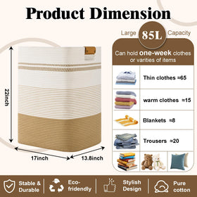 Degeyoyo laundry hamper 85l-capacity provides ample storage for busy households.