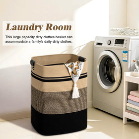 Degeyoyo laundry hamper folded flat demonstrates easy storage when not in use.