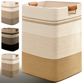 Degeyoyo laundry hamper with leather-handles for durable, stylish laundry storage.