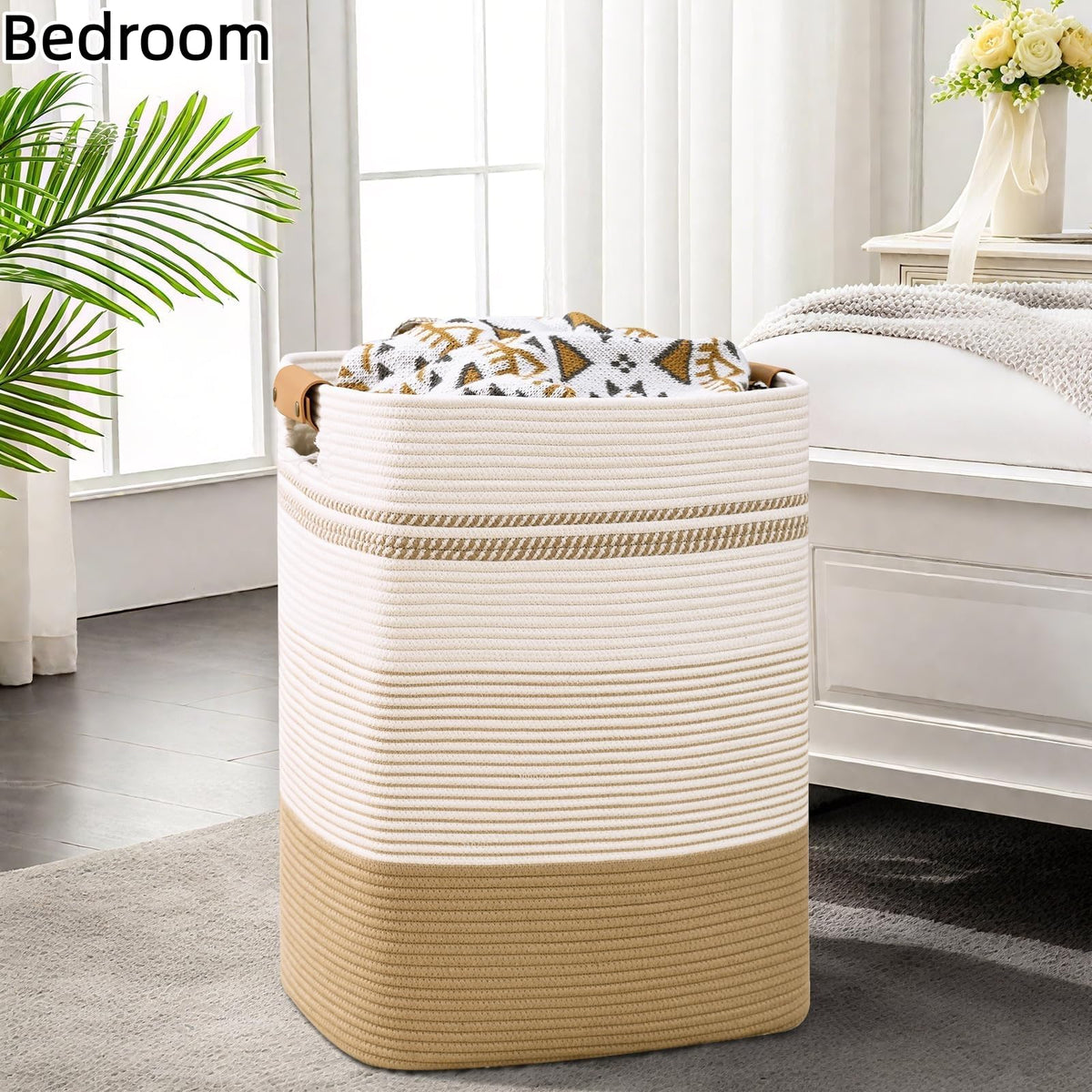 Degeyoyo living-room decor hampers blend with furniture while organizing textiles.