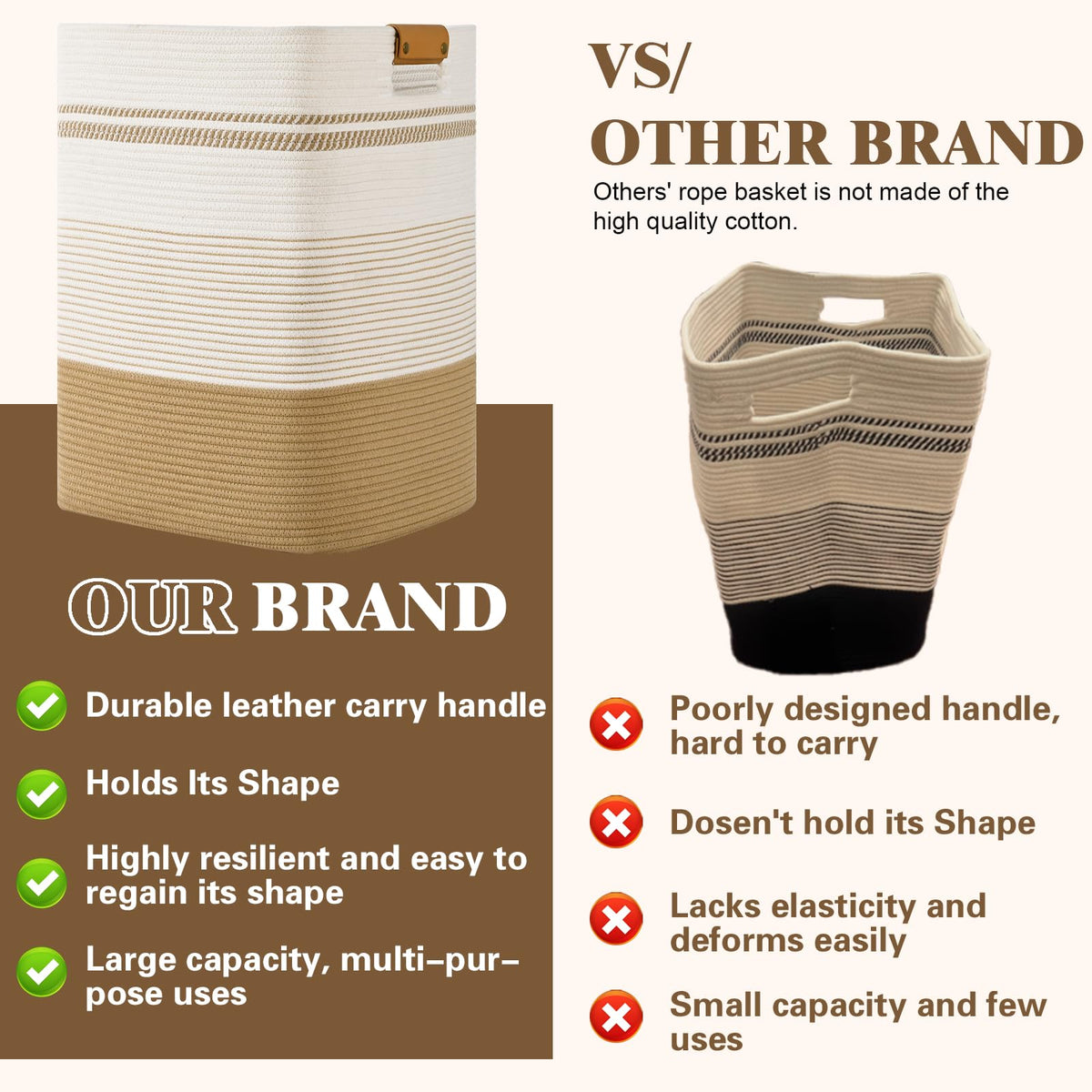 Degeyoyo laundry hamper rectangle-large design fits bedrooms or laundry spaces.
