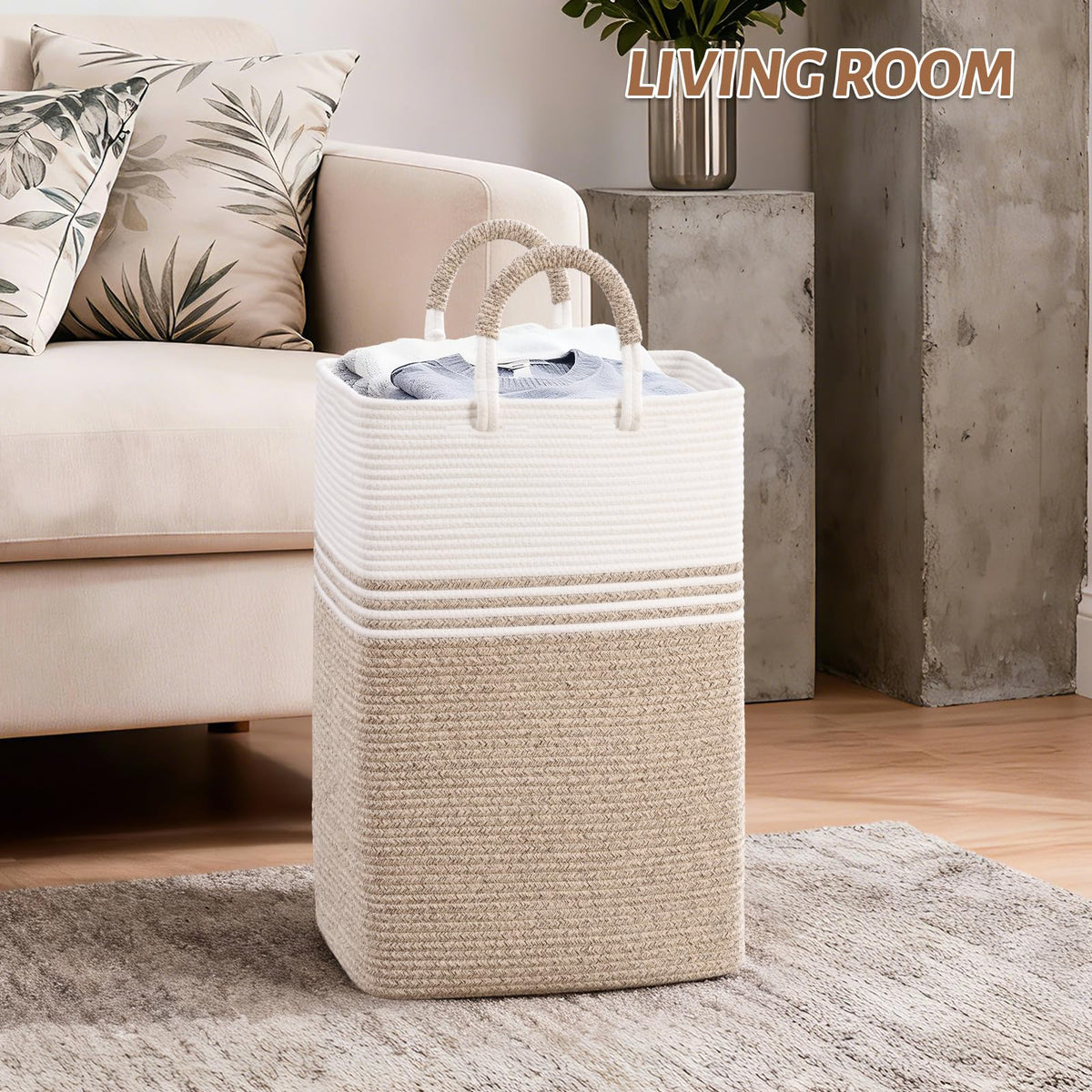 Soft cotton rope texture ensures family-friendly storage use.