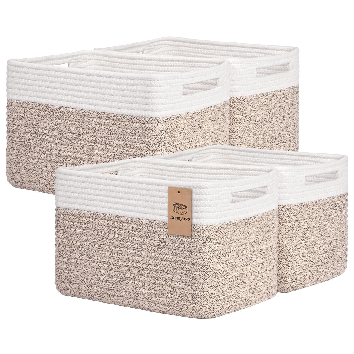 Degeyoyo storage baskets 4-pack on shelf for tidy organization