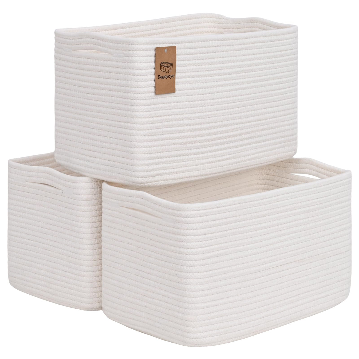 Degeyoyo storage baskets set of 3 on a shelf showing organized items.