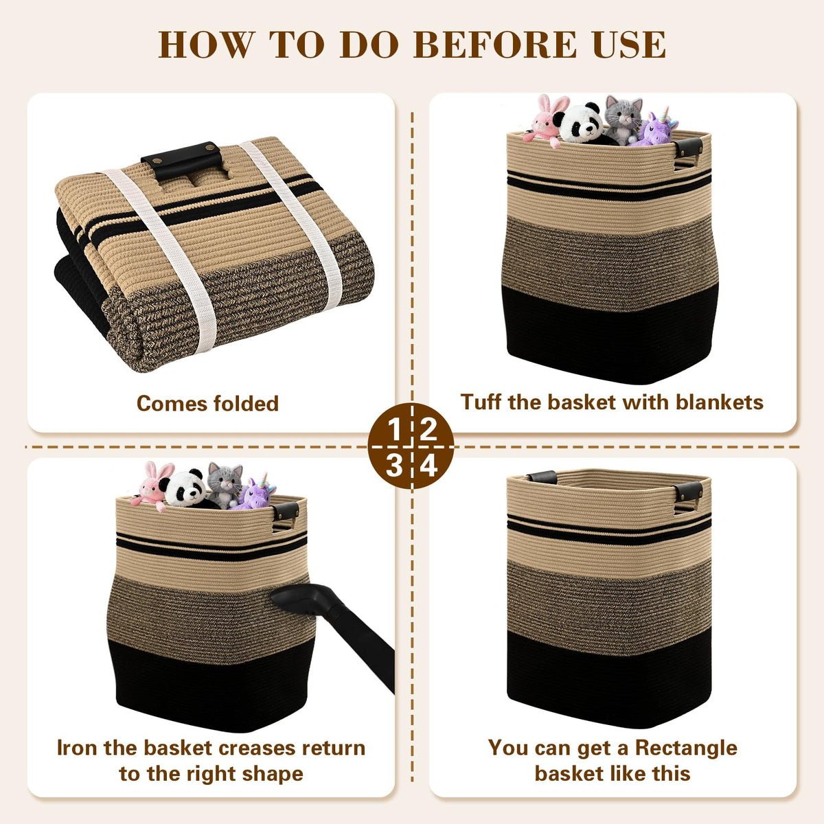 Degeyoyo tall rectangle hamper with leather handles emphasizes durability and mobility.