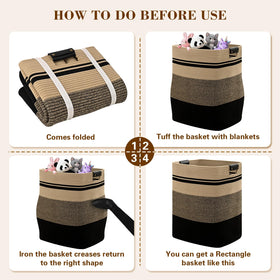 Degeyoyo tall rectangle hamper with leather handles emphasizes durability and mobility.