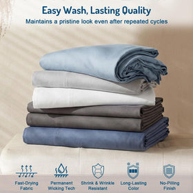 Degrees of Comfort 360 elastic keeps sheets in place on taller beds.