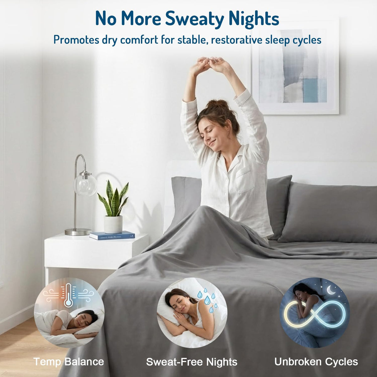 Degrees of Comfort breathable Coolmax fabric boosts airflow for dryness and comfort.