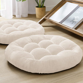Degrees of Comfort meditation floor pillow set top view in beige, ideal for versatile seating.