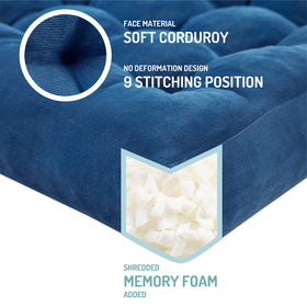Degrees of Comfort tufted corduroy floor cushion navy, side view showing durable texture