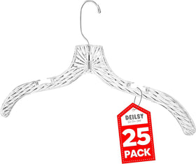 DEILSY 25-pack heavy-duty plastic hangers for durable closet organization.