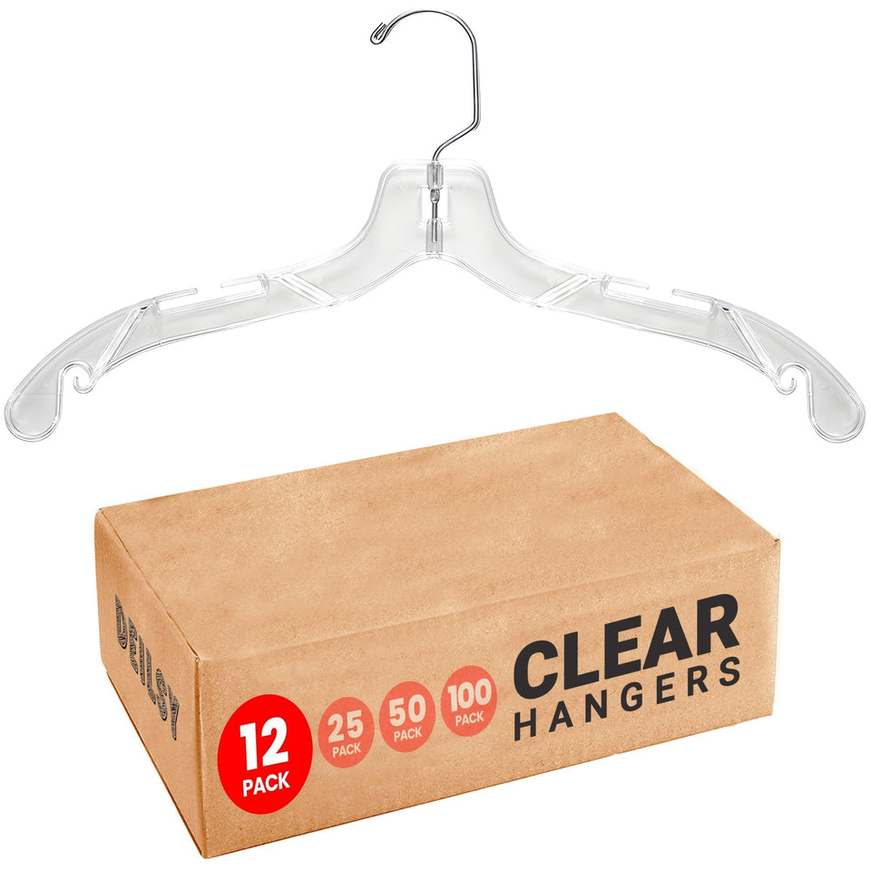 DEILSY clear hangers front view for organized wardrobe display.
