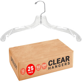 DEILSY Clear Plastic Hangers 25 Pack front view for sleek wardrobe organization
